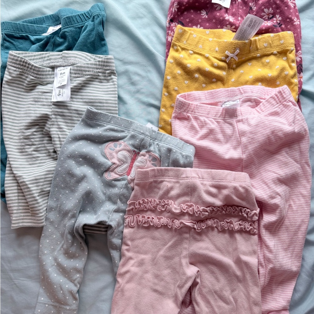 9M girls Carter's Kids Leggings Set - Pink, Yellow, Gray, Blue